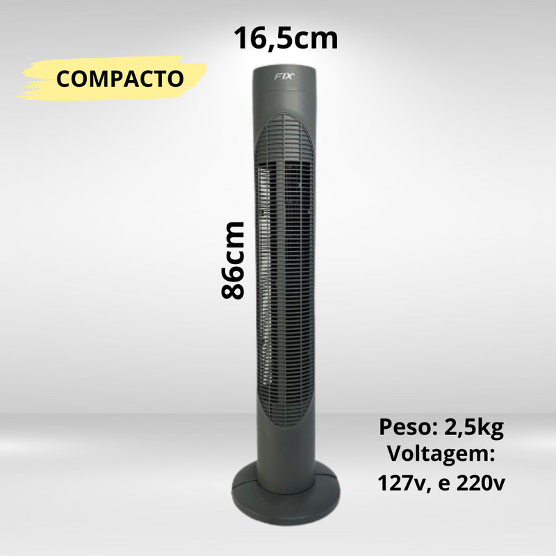 Ventilador de Torre 3 Níveis de Velocidade Circulador de Ar Silencioso Potente - 127V/220V