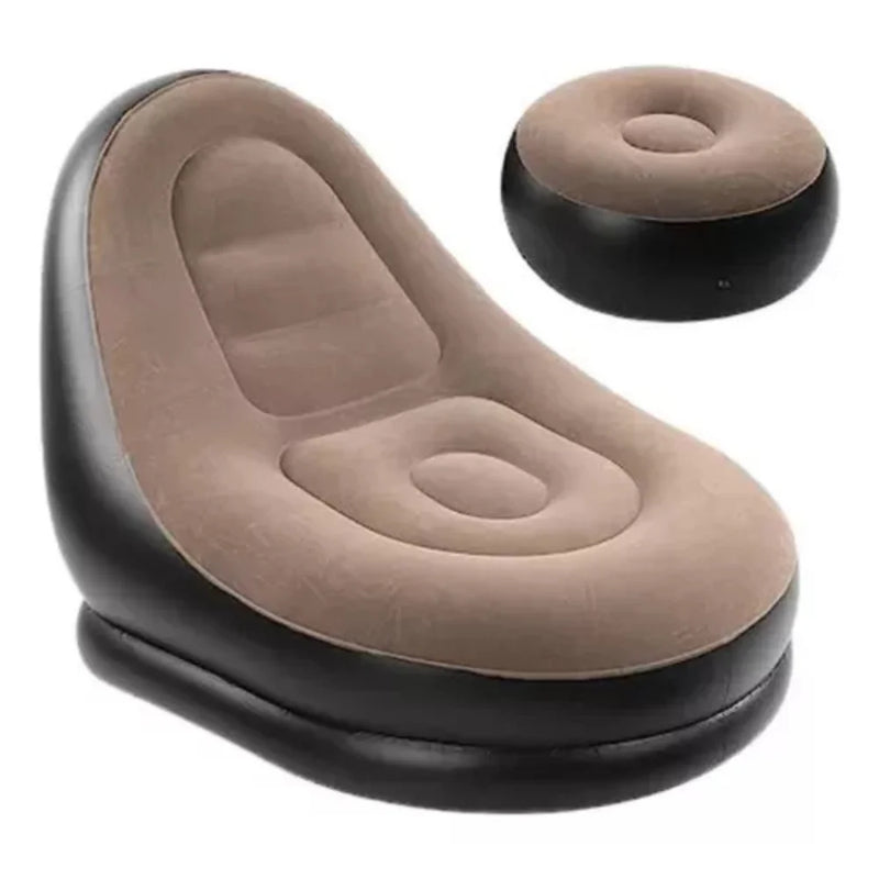 Sofá Poltrona Inflável Impermeável com Puff e Almofada para Descanso – Conforto Total para os Pésmba de Ar Inclusa Ultra Lounge