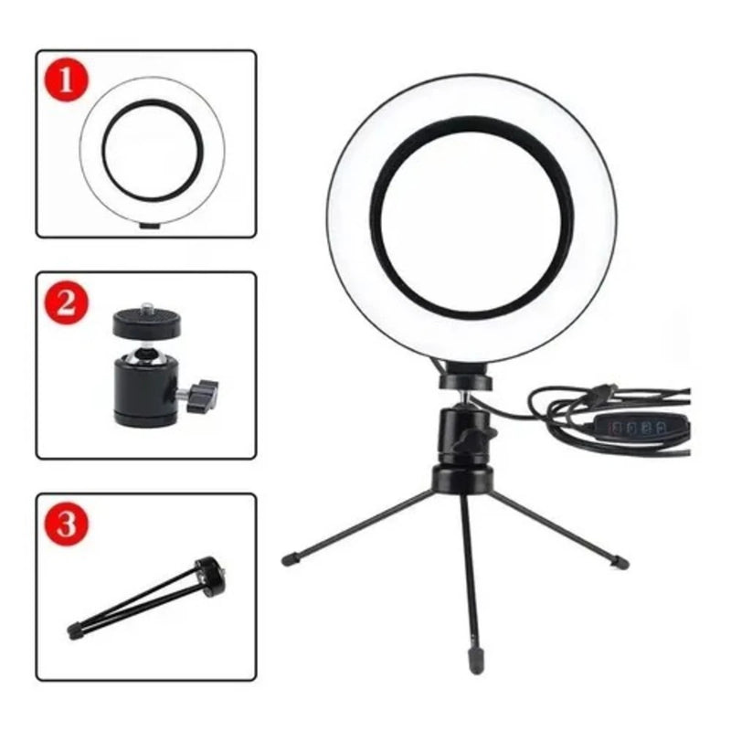 Anél de luz iluminador (ring light) de mesa