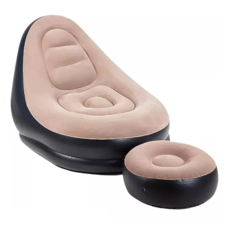 Sofá Poltrona Inflável Impermeável com Puff e Almofada para Descanso – Conforto Total para os Pésmba de Ar Inclusa Ultra Lounge
