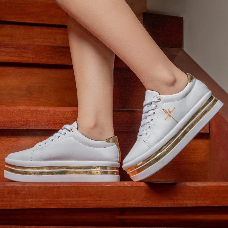 Tênis Fé Bordado Feminino GuGi Sola Plataforma Com Listra