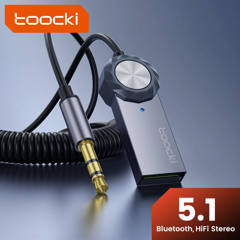 Adaptador Bluetooth para carros e diversos eletrônicos, entrada P2 e alimentação USB - TOOCKI