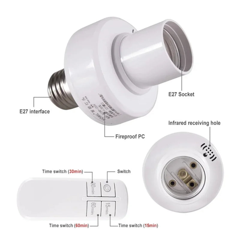 Lâmpada soquete com controle remoto 110V/220V