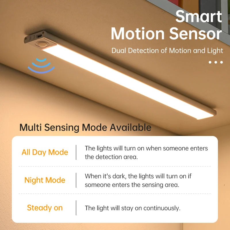 Luz noturna LED com sensor de movimento - 3 em 1