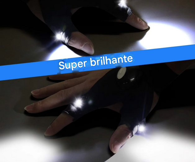 Luvas com lanternas LED a prova d'água para pesca, mecânica, e esportes