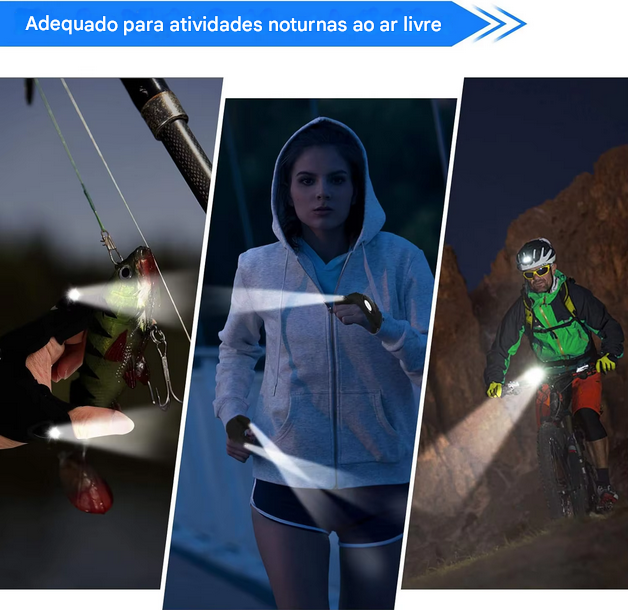 Luvas com lanternas LED a prova d'água para pesca, mecânica, e esportes