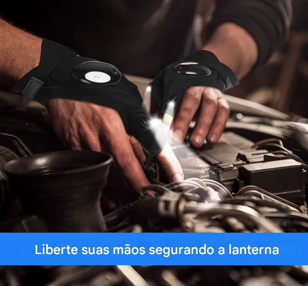 Luvas com lanternas LED a prova d'água para pesca, mecânica, e esportes