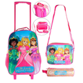 Mochila infantil escolar menino menina com rodinhas sereia carro princesa cachorro gato