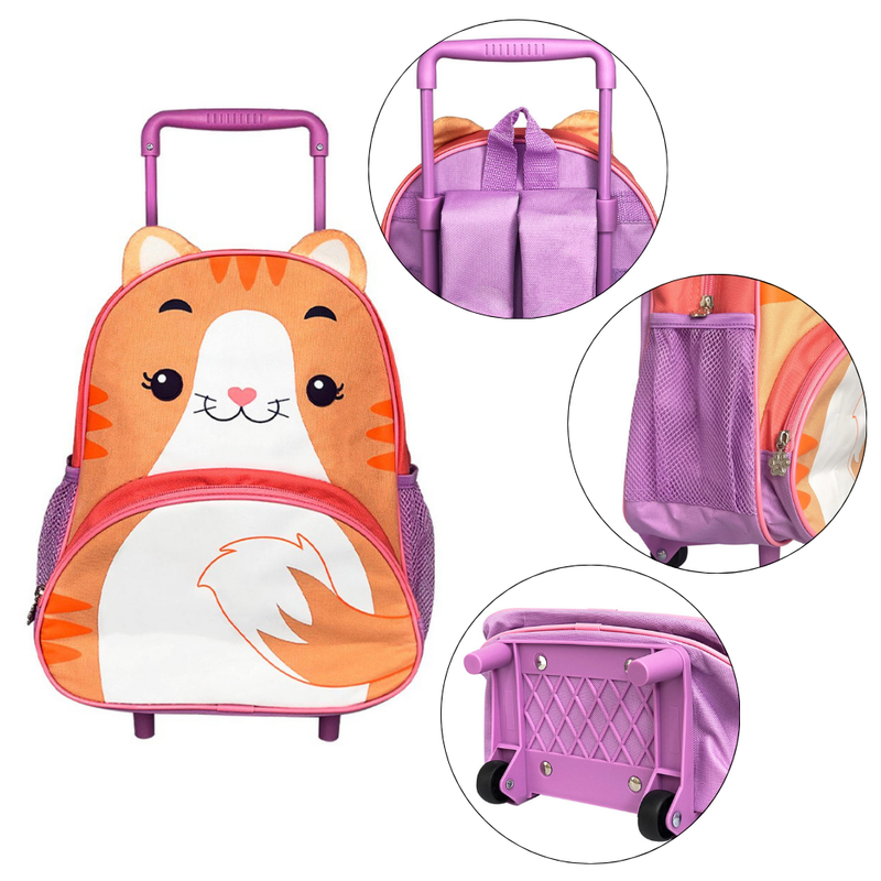 Mochila infantil escolar menino menina com rodinhas sereia carro princesa cachorro gato